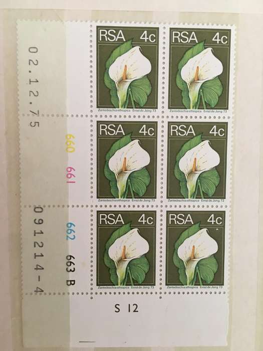 SOUTH AFRICA 4c  LILY MINT BLOCK OF STAMPS