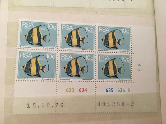 SOUTH AFRICA BLOCK OF MINT FISH 10c STAMPS