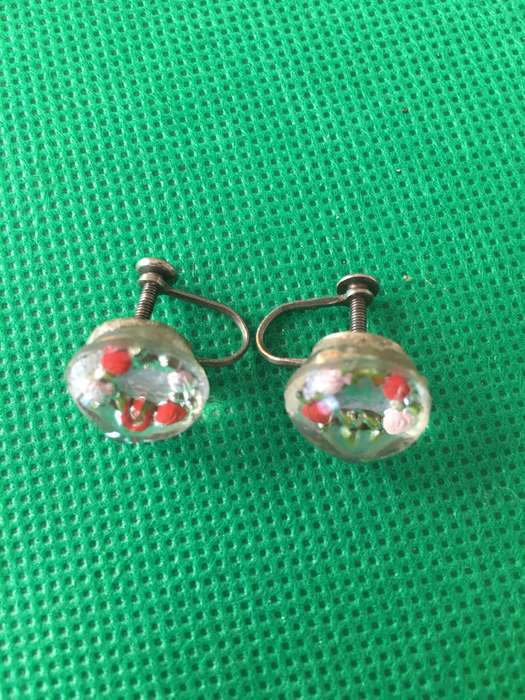 RARE VINTAGE GLASS DOME EARRINGS - IETHER FRENCH OR ITALIAN