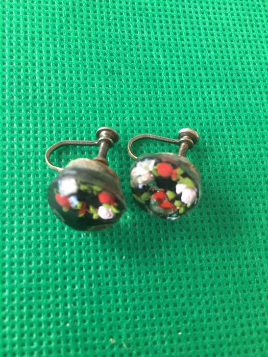VINTAGE RARE GLASS DOME EARRINGS IETHER FRENCH OR ITALIAN