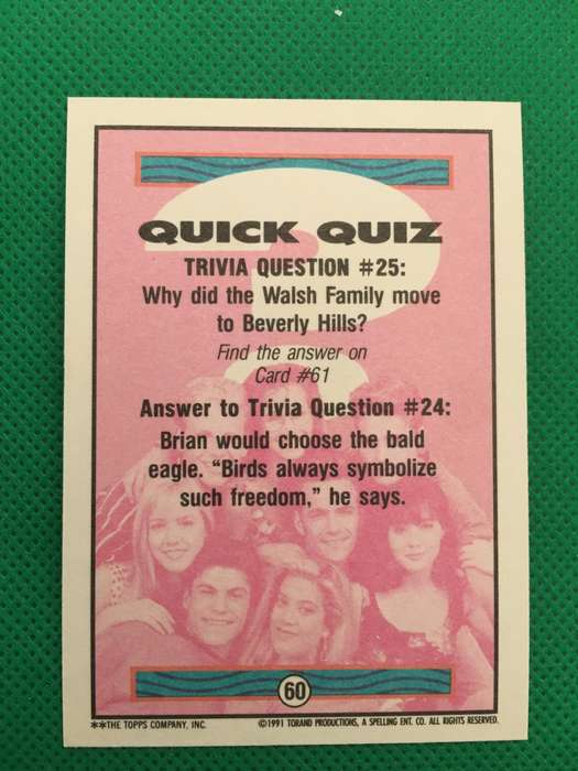 BEVERLY HILLS 90210  - 1991 TRADING CARDS FROM THE SERIES PACK OF  6 CARDS