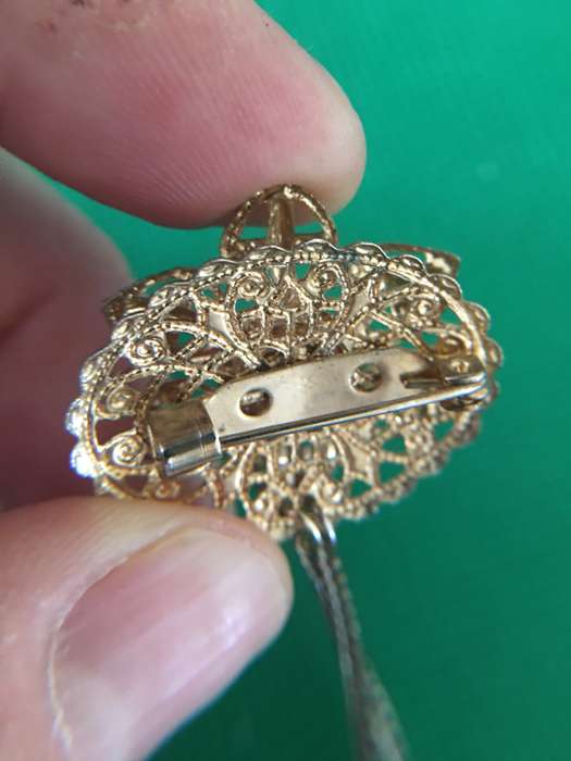 VINTAGE CELTIC DOUBLE BROOCH WITH CHAIN