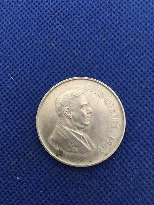 SOUTH AFRICA  1967 AFRIKAANS COIN SILVER 1 RAND VERWOERD