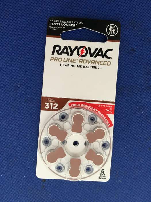 HEARING AID BATTERIES  - RAYOVAC PRO LINE ADVANCED - SIZE 312  - 6 PACK
