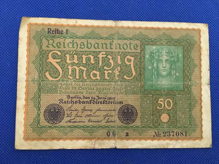 REICHS BANK NOTE 1919 50 MARK - NR. 237081