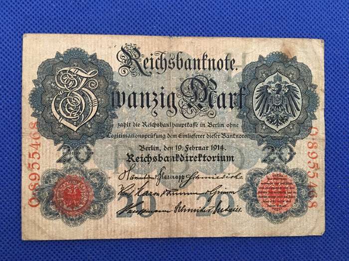 LOVELY DEUTCHES REICH BANK NOTE - 1914 - NR. O.8955468