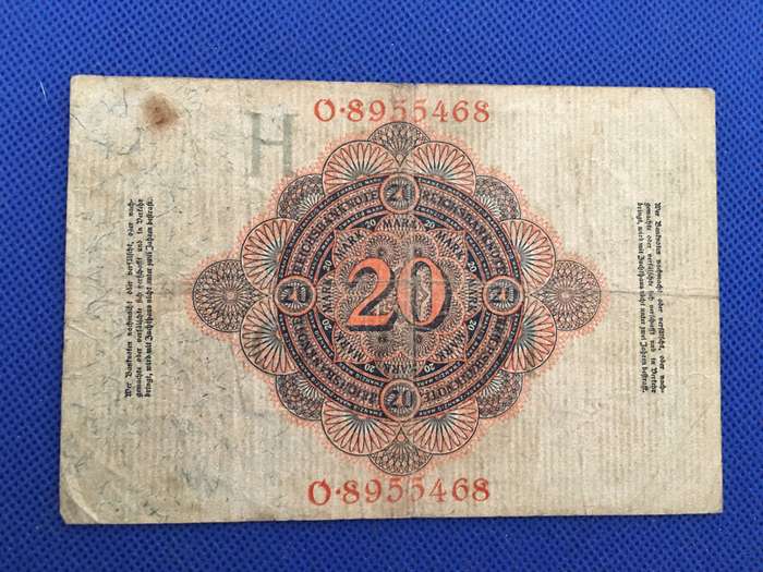 LOVELY DEUTCHES REICH BANK NOTE - 1914 - NR. O.8955468