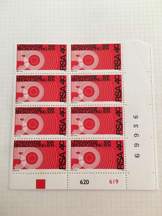SOUTH AFRICA BLOCK OF UNUSED STAMPS 1974