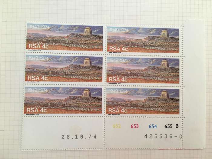 SOUTH AFRICA VOORTREKKER MONUMENT UNUSED BLOCK OF STAMPS 4c STAMPS