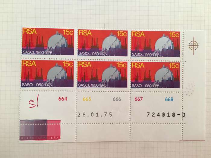 SOUTH AFRICA 15c SASOL UNUSED STAMP BLOCK