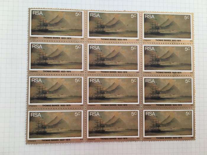 SOUTH AFRICA THOMAS BAINES BLOCK OF UNUSED STAMPS 5c