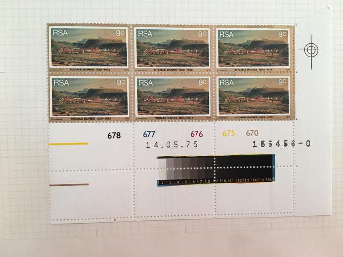SOUTH AFRICA 9c THOMAS BAINES UNUSED STAMP BLOCK