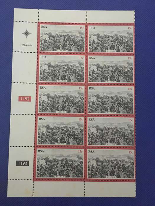 SOUTH AFRICA ZULU WAR MINT BLOCK  OF STAMPS 15c