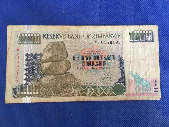 ZIMBABWE ONE THOUSAND DOLLARS  2003