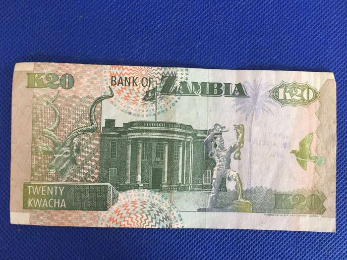 ZAMBIA TWENTY KWACHA BANK NOTE - 1992
