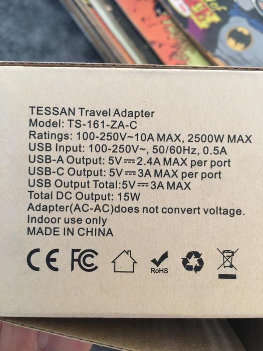 LOVELY  TESSAN TRAVEL ADAPTER AND USB PORT  NEVER BEEN USED  SEE SPECS IN PICS