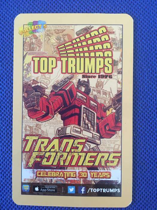 TOP TRUMPS TRANS FORMERS  CELEBRATING 30 YEARS - TRADING CARD - THUNDERCRACKER