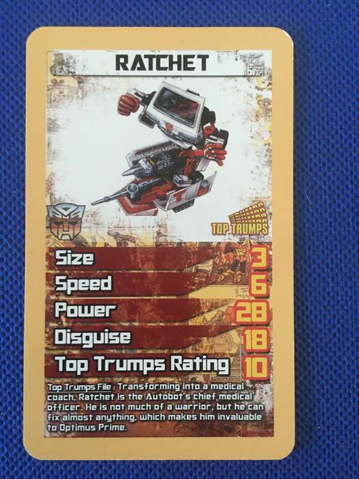 TOP TRUMPS TRANS FORMERS  CELEBRATING 30 YEARS - TRADING CARD - RATCHET