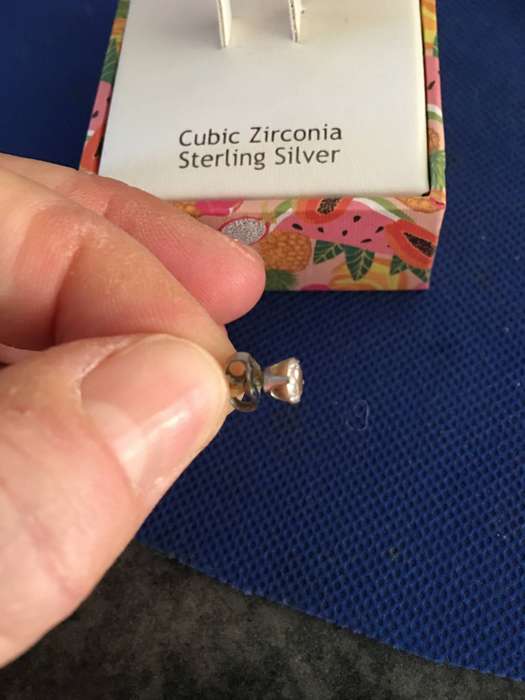 LOVELY CUBIC ZIRCONA / STERLING SILVER EARRRINGS IN BOX - RACHEL ASHWELL