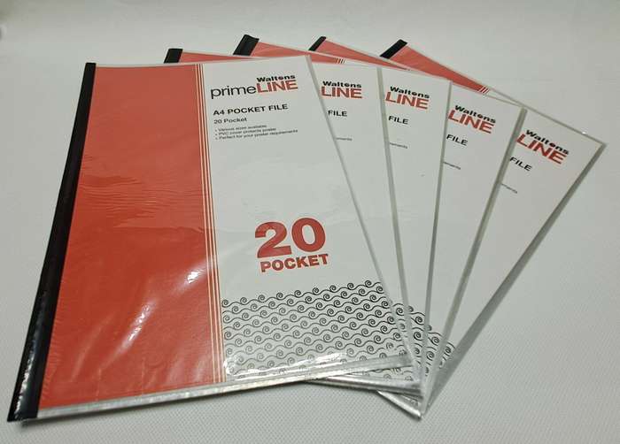 Waltons Primeline A4 20 Pocket Display Files (Pack of 5)