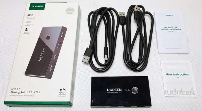 Ugreen USB 3.0 Sharing Switch 2 In 4 Out (PCs to Peripherals Sharing Hub)