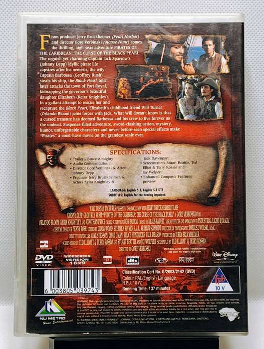 Pirates of the Caribbean The Curse of the Black Pearl (2003) - DVD (Region 2) (PAL)