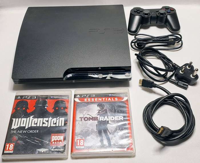 Sony PlayStation 3 / PS3 Slim Console (500GB)(CECH-2504A) with Controller & Games