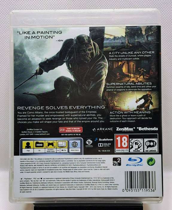 Dishonored - Sony PlayStation 3 / PS3 Game
