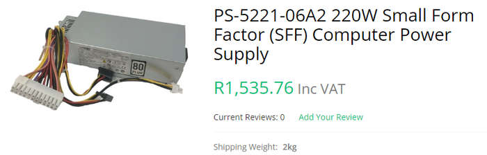 HP 250W Small Form Factor (SFF) power supply ,compatible with HP Pro/EliteDesk 400, 600, 800 G3/G4