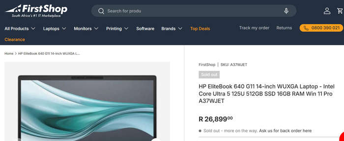 HP EliteBook 640 G11 | Intel Core Ultra 5 vPro, 16GB Ram, 512GB SSD, FHD, Win 11