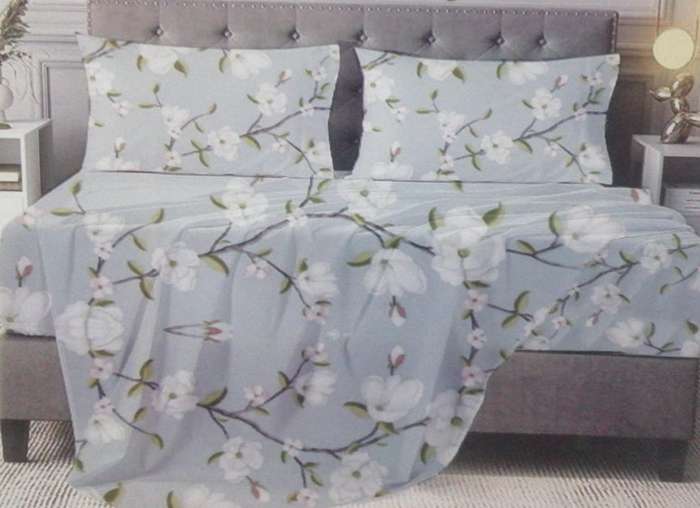 4Pc Queen Bed Sheet Set, 1 Fitted Sheet, 1 Flat Sheet, 2 Standard Pillow Case