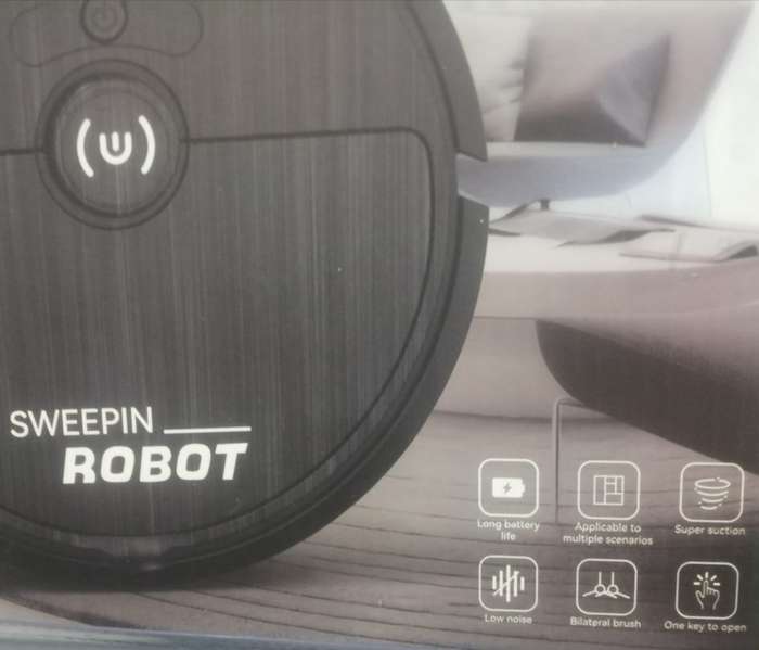 Sweeping Robot Vacuum Cleaner Rechargeable Wireless 1200pa, black