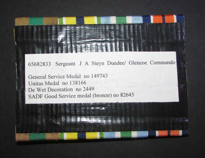 SADF - Full Size Court Mounted De Wet Decoration Medal Group:65682833 Sergeant JA Steyn