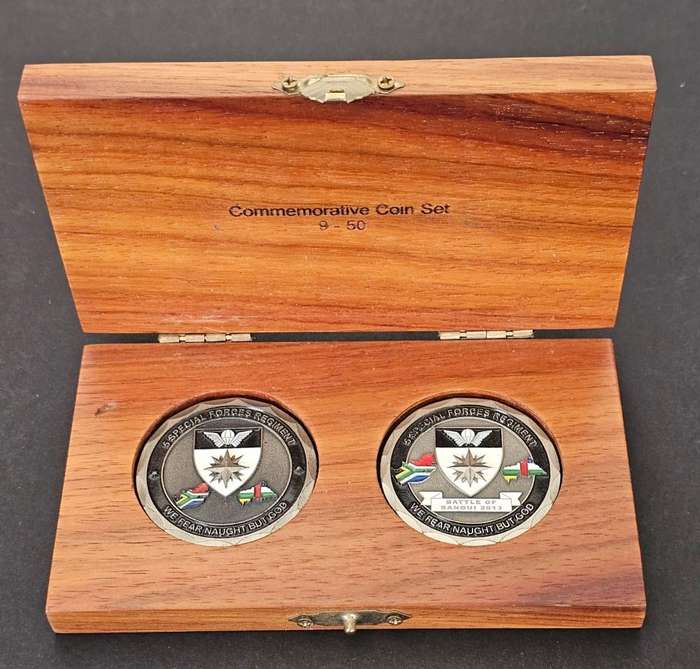 Only 50 Sets Made - South African Special Forces " Battle of Bangui " Challenge Coins - #9