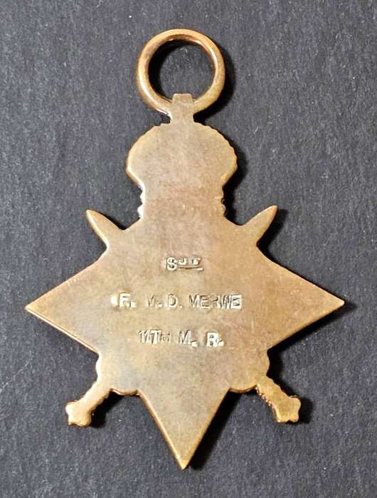 Full Size World War One 1914/18 Star: Sut.F.V.D Merwe 11Th M.R