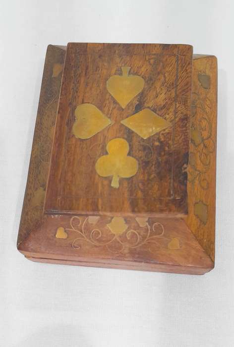 Vintage wooden box with brass detailing