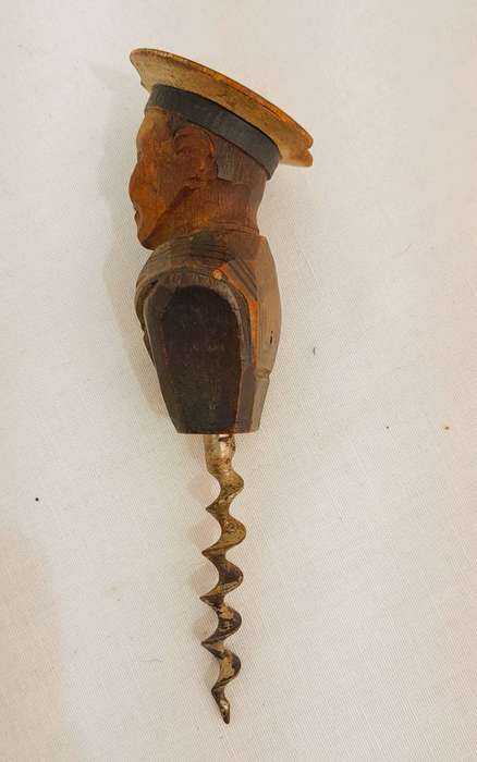 Vintage ANRI hand carved painted wood corkscrew