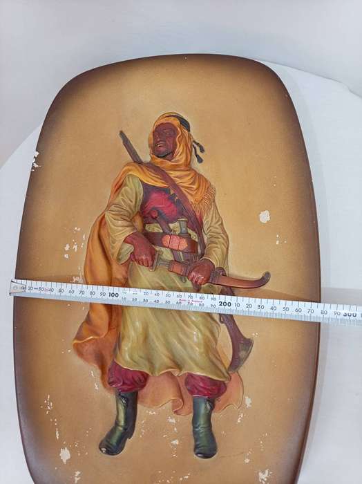 Vintage Berber hand painted chalkware plaque