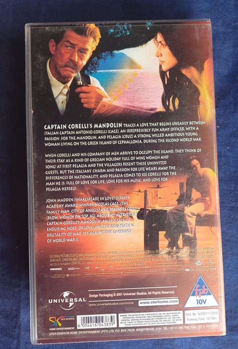Captain Corelli's mandolin vhs