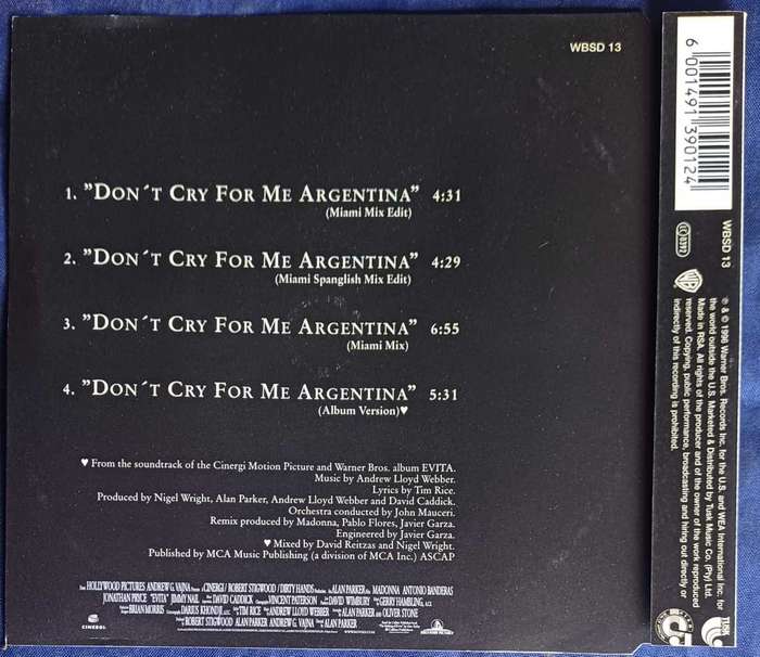 Madonna - Don't cry for me Argentina cd