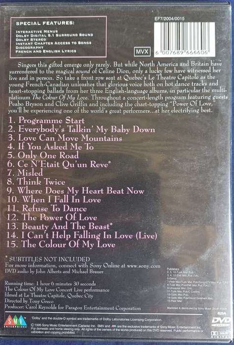 Celine Dion - The colour of my love concert dvd
