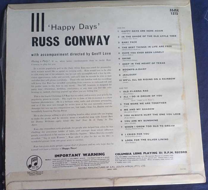 Russ Conway - Happy days LP