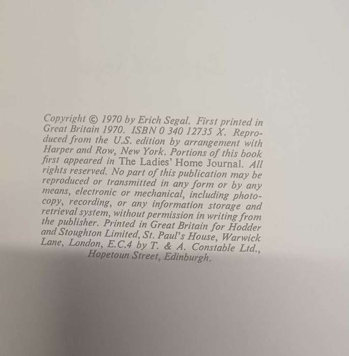 Love story by Erich Segal - first edition