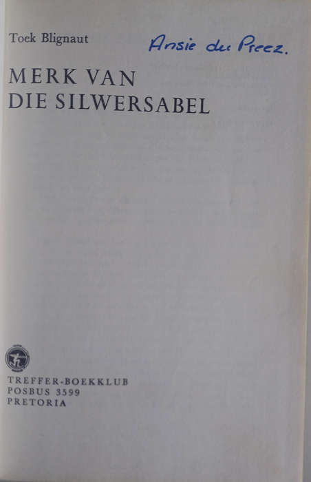 Merk van die silwersabel deur Toek Blignaut