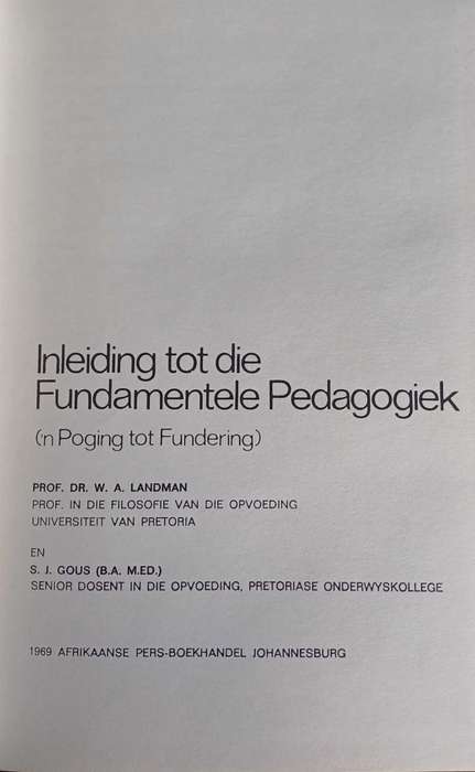 Inleiding tot die fundamentele pedagogiek