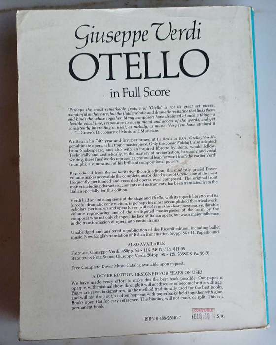 Giuseppe Verdi Otello in full score