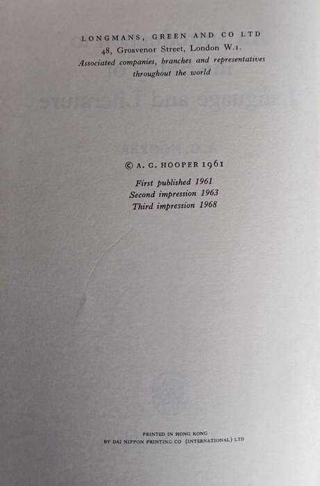 An introduction to the study of language and literature by AG Hooper