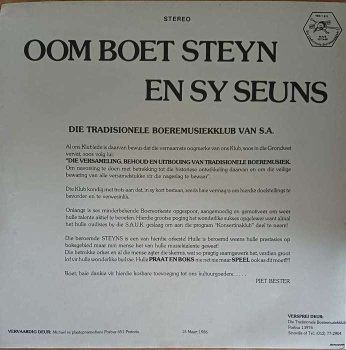 Oom Boet Steyn en sy seuns 2LP