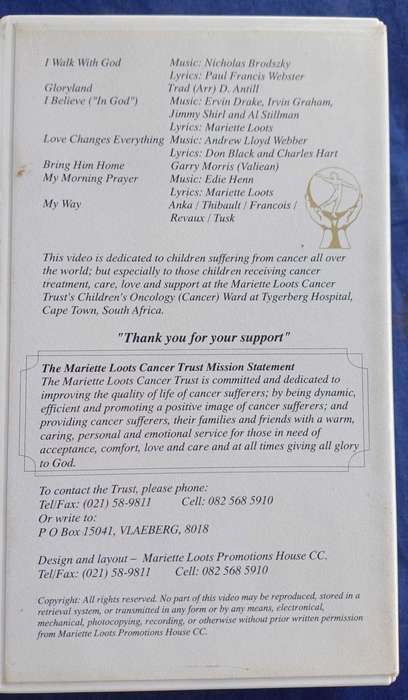 Caruso dedicated to children suffering from cancer vhs