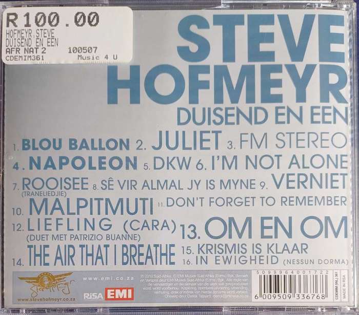 Steve Hofmeyr - Duisend en een cd